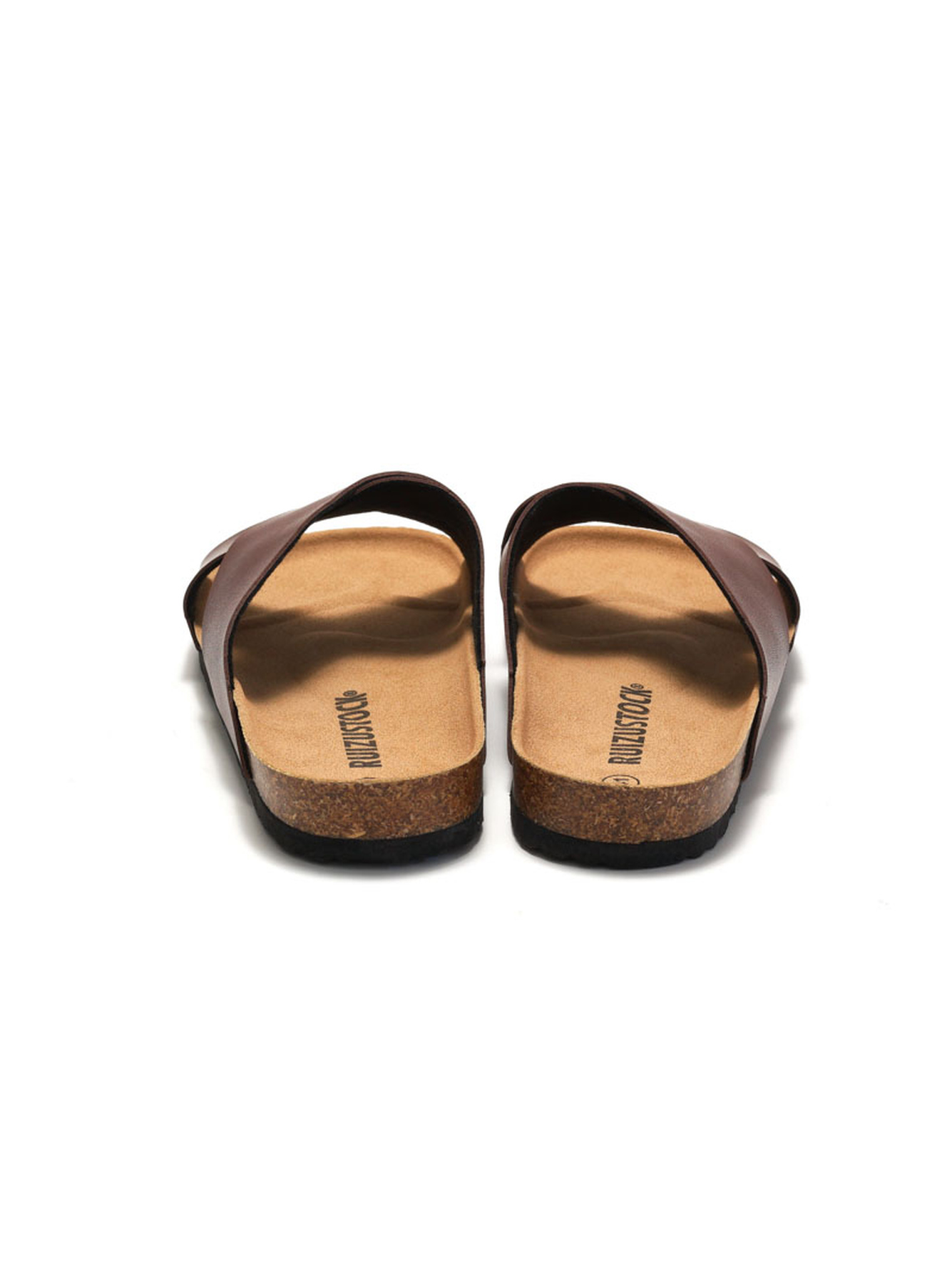 Brown Crossover Strap Comfort Slides