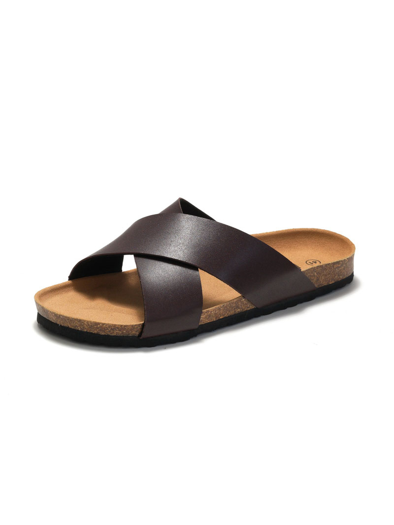 Coffee Brown Cross-Strap Comfort Slides