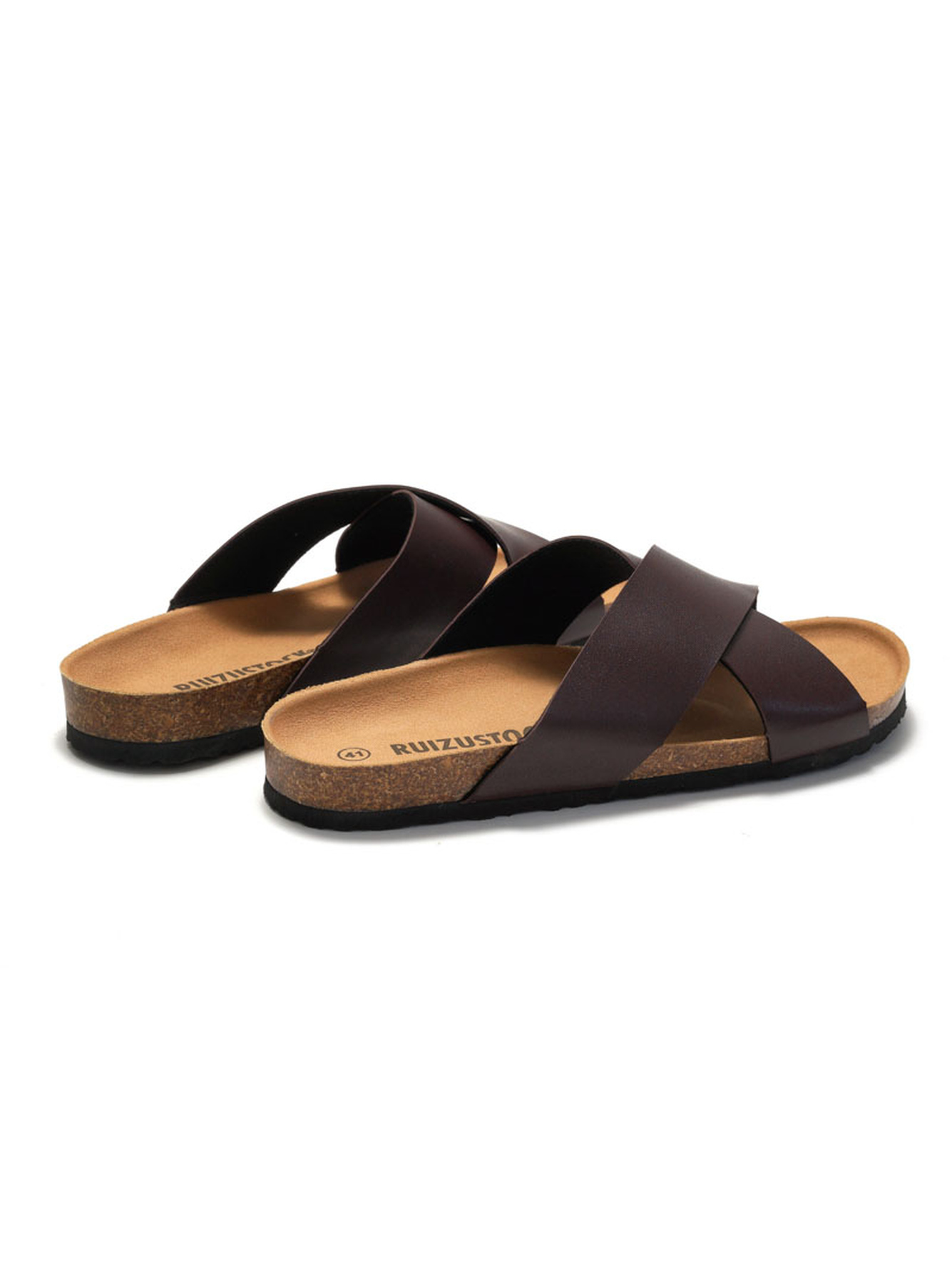 Coffee Brown Cross-Strap Comfort Slides