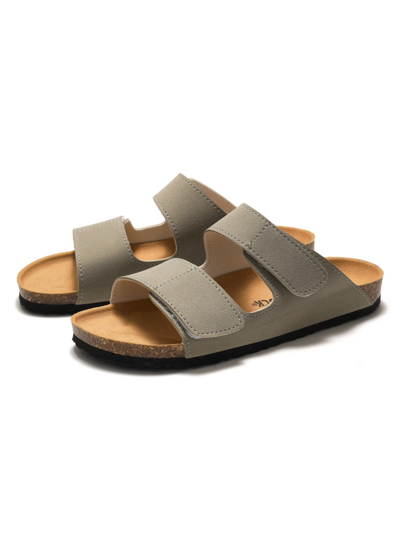 Grey Two-Strap Adjustable Comfort Slides