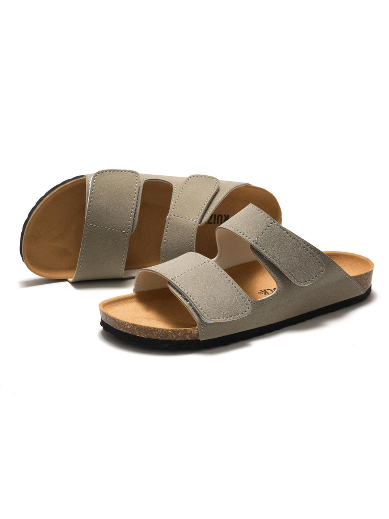 Grey Two-Strap Adjustable Comfort Slides