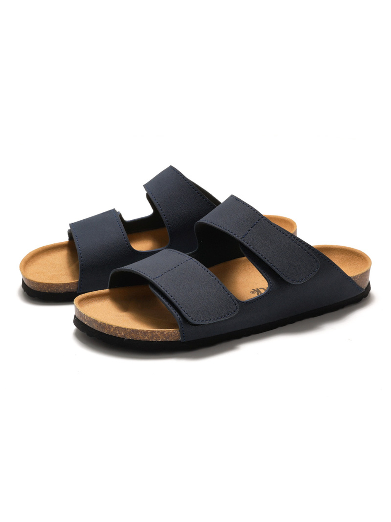 Blue Comfort Cork Sandals - Adjustable Strap Slides