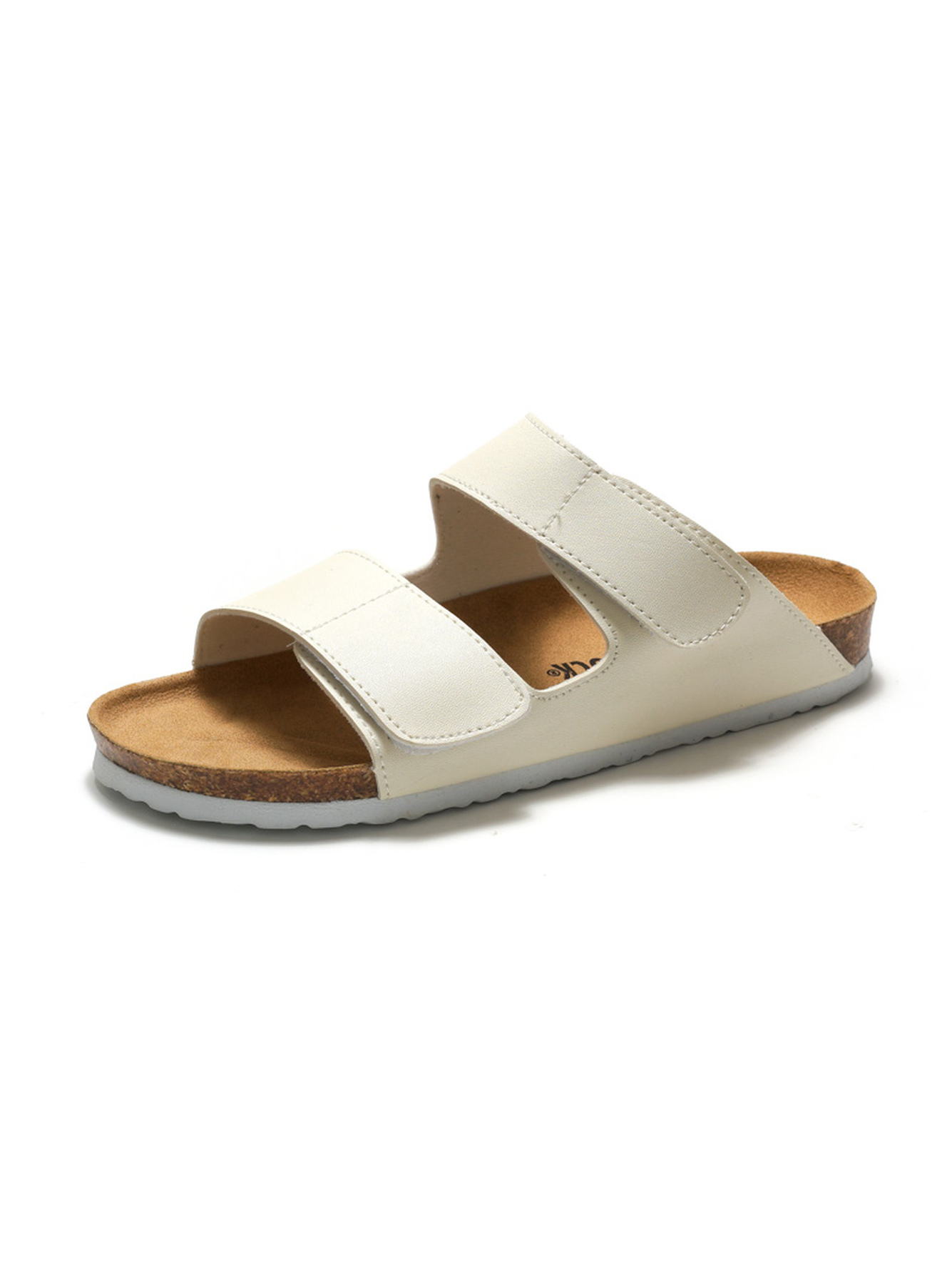 White Comfort Slide Sandals with Cork Footbed