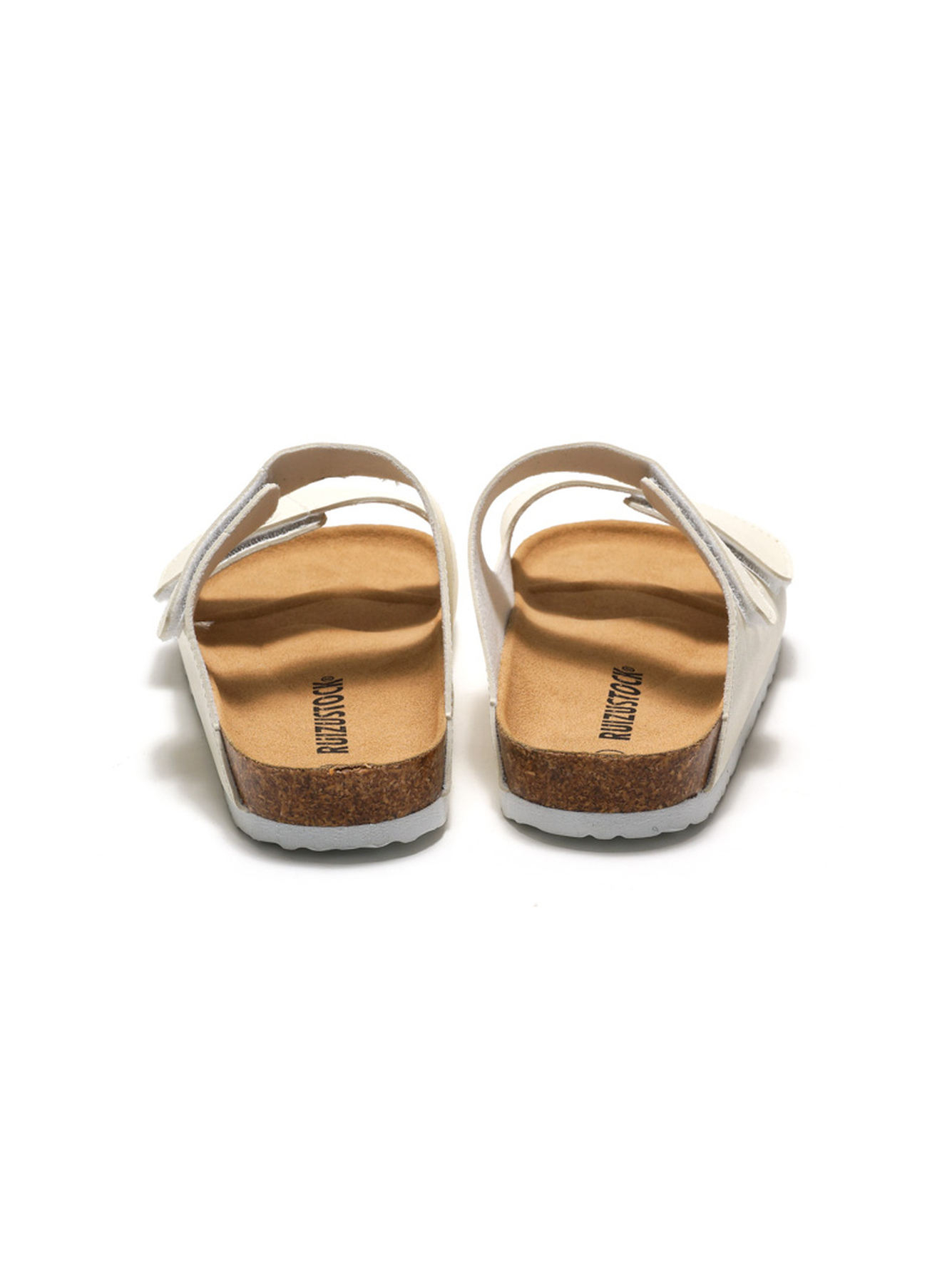 White Comfort Slide Sandals with Cork Footbed