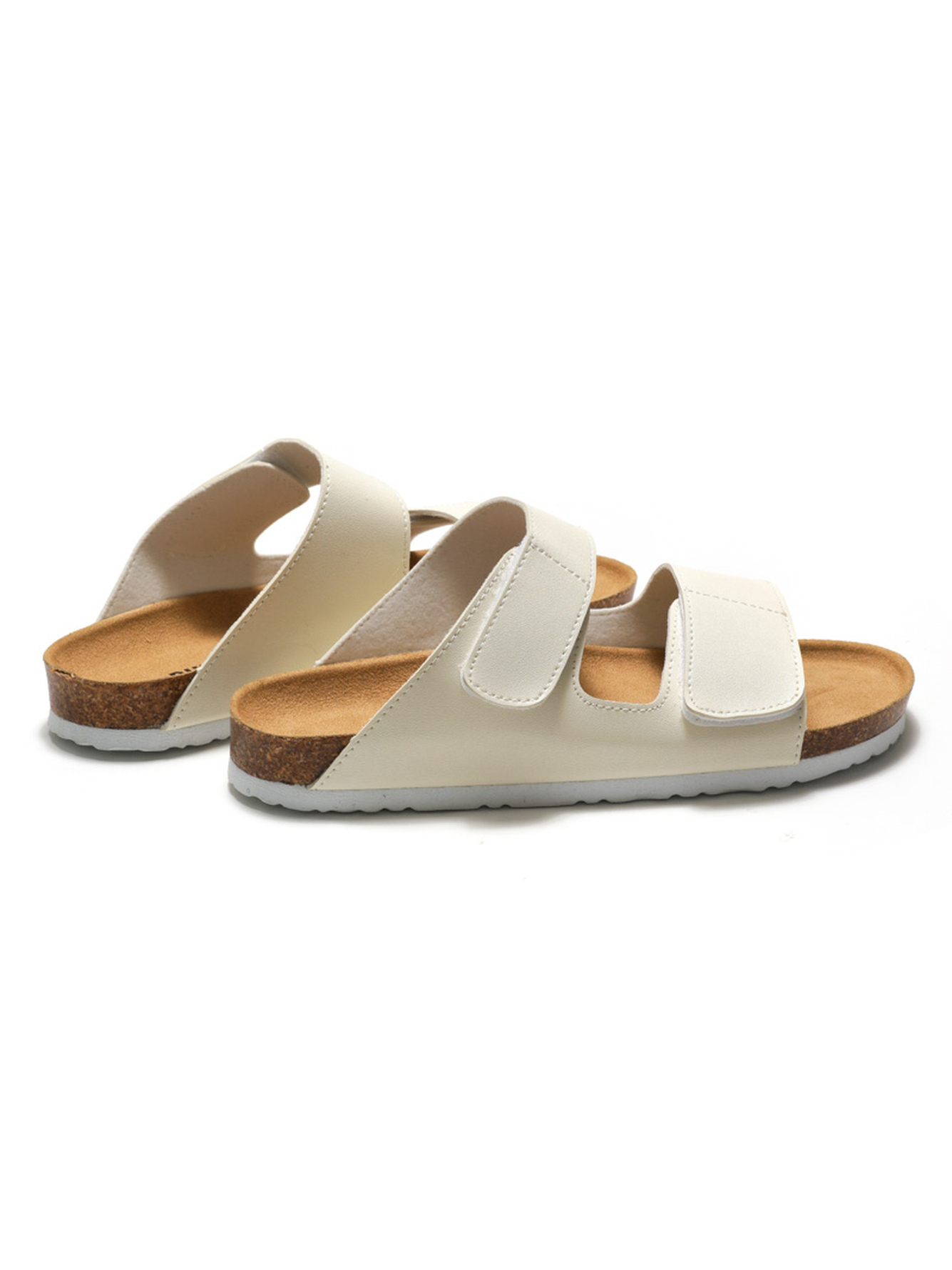 White Comfort Slide Sandals with Cork Footbed