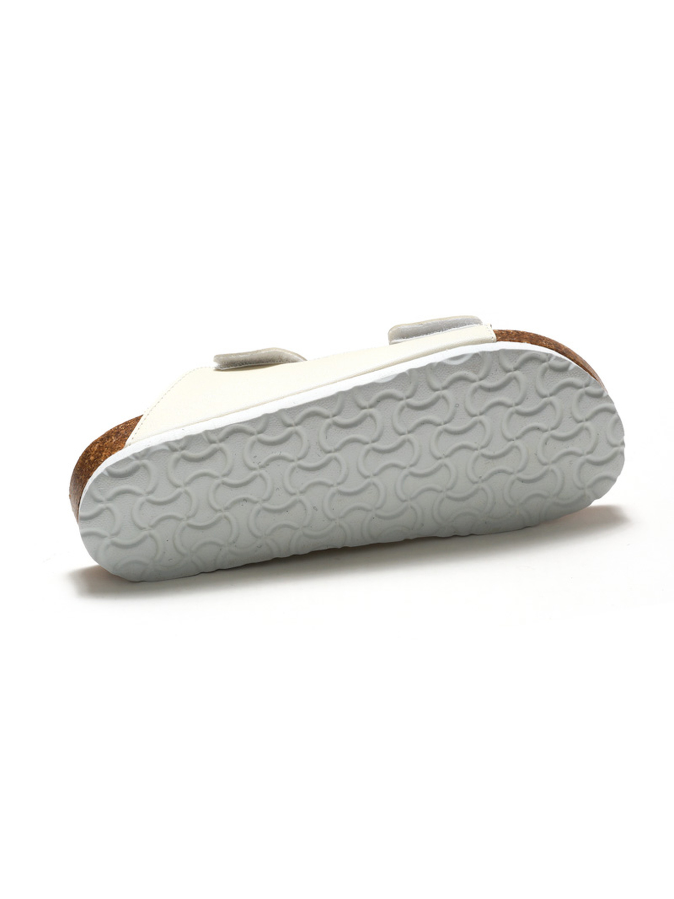 White Comfort Slide Sandals with Cork Footbed