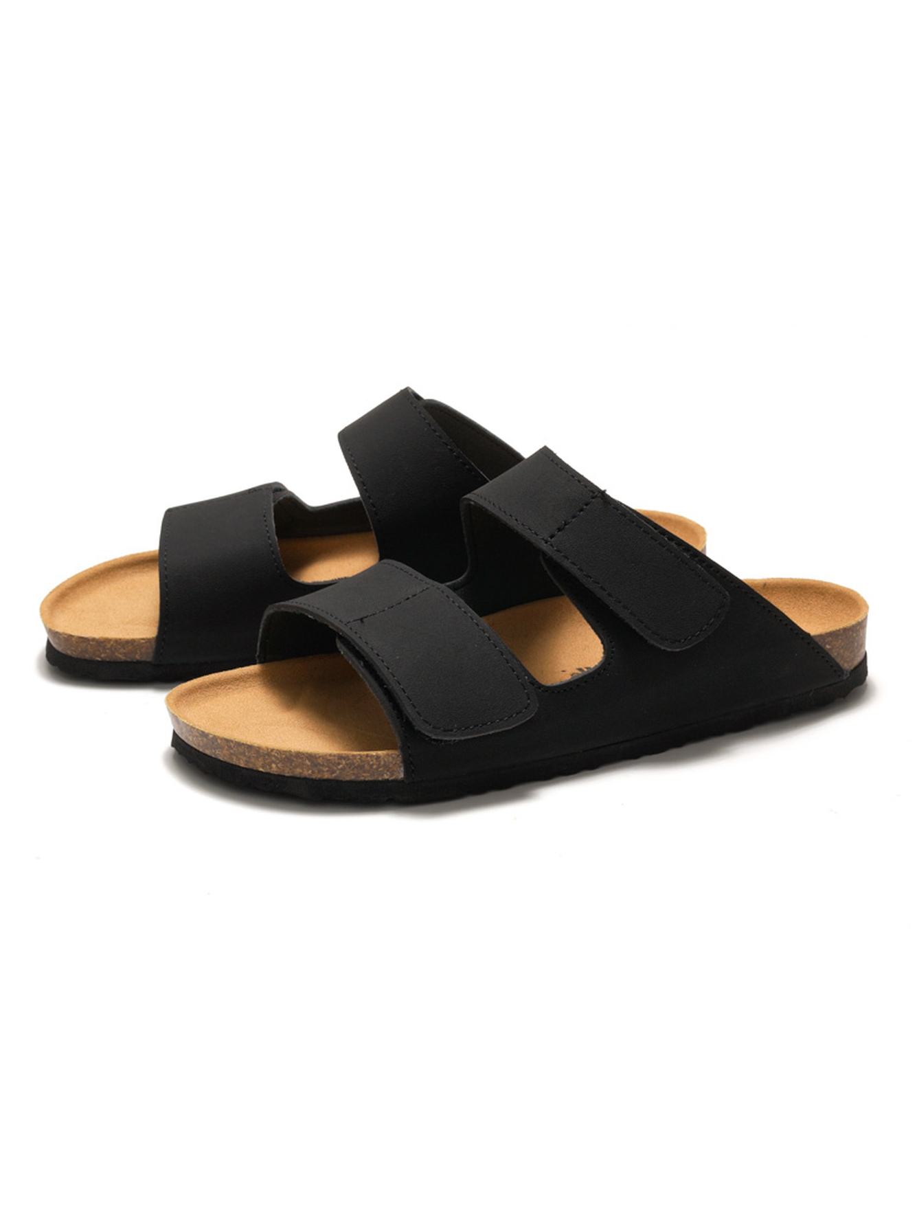 Black Comfort Slide Sandals with Cork Sole