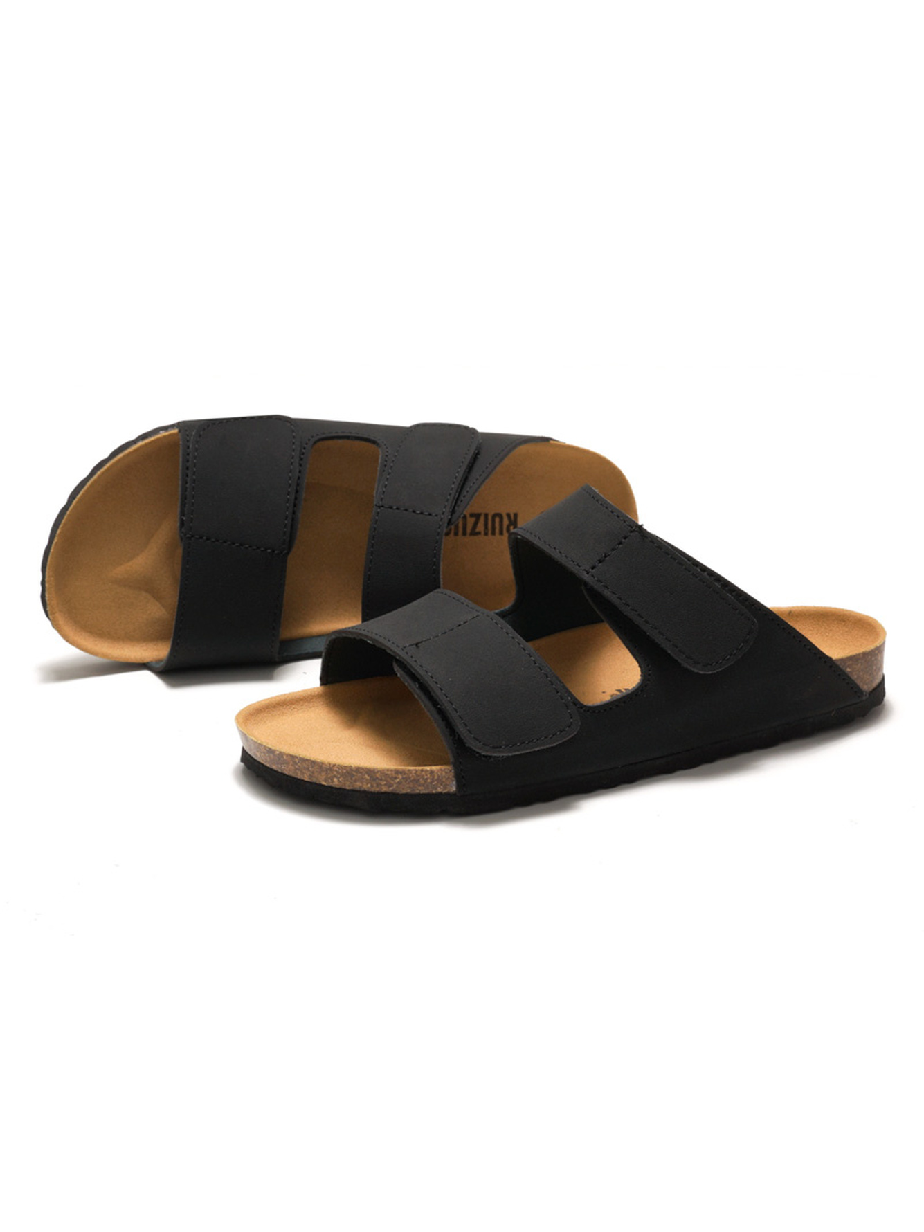 Black Comfort Slide Sandals with Cork Sole