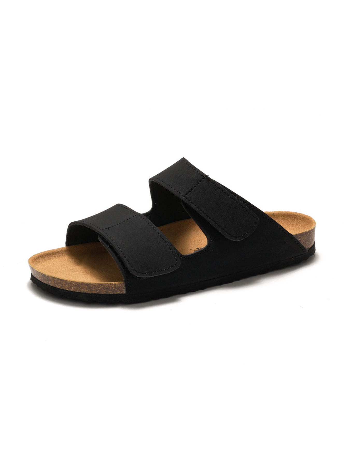 Black Comfort Slide Sandals with Cork Sole