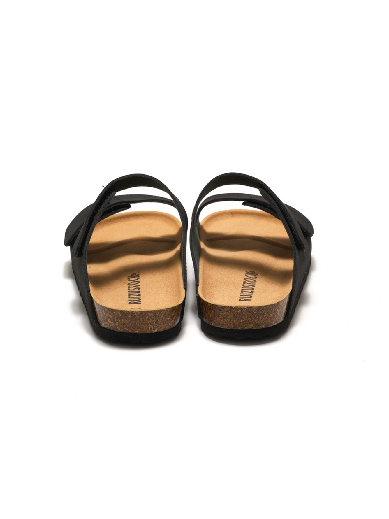 Black Comfort Slide Sandals with Cork Sole