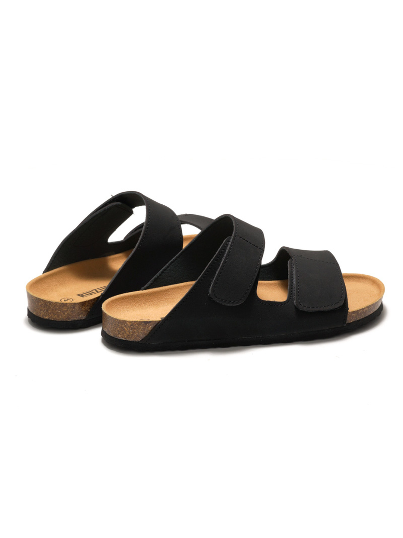 Black Comfort Slide Sandals with Cork Sole