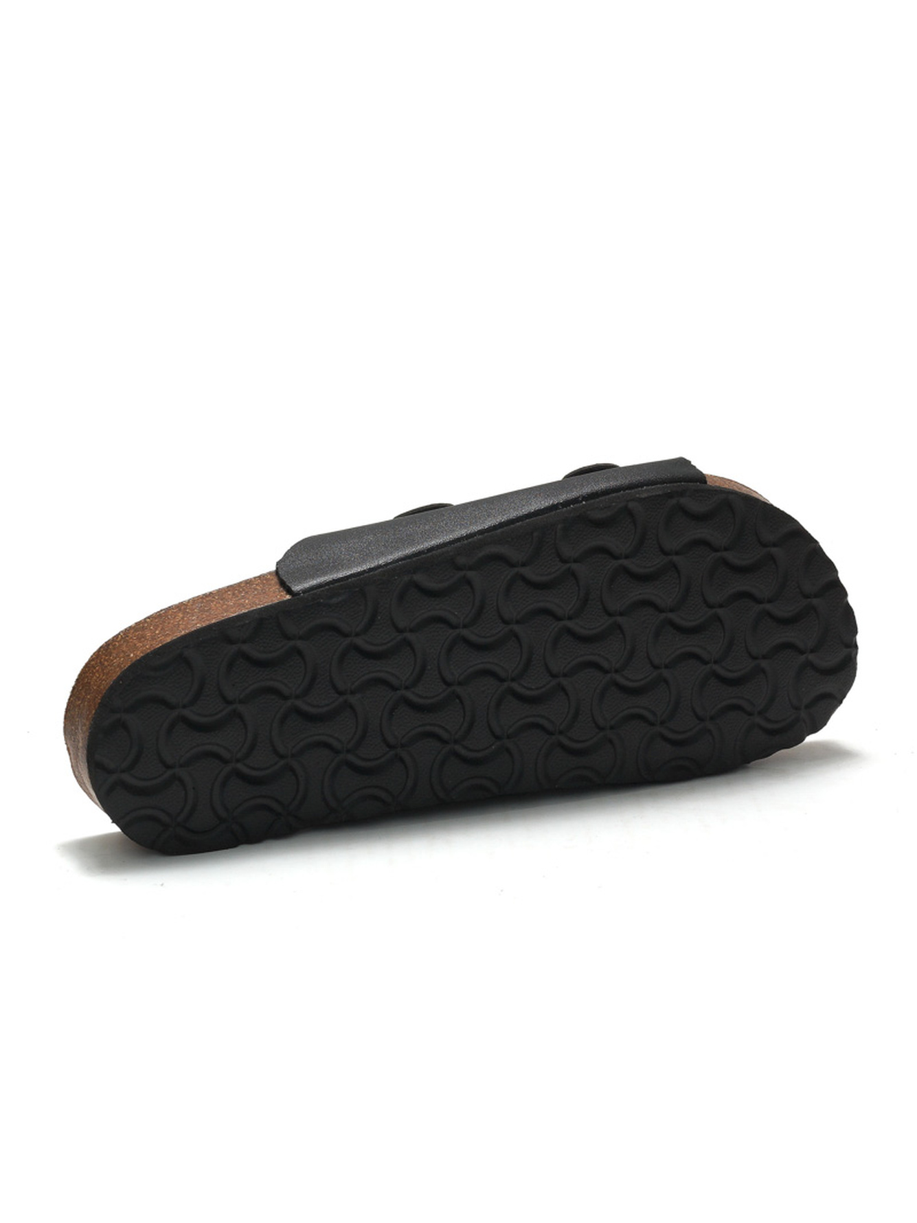 Black Adjustable Buckle Slip-On Sandals