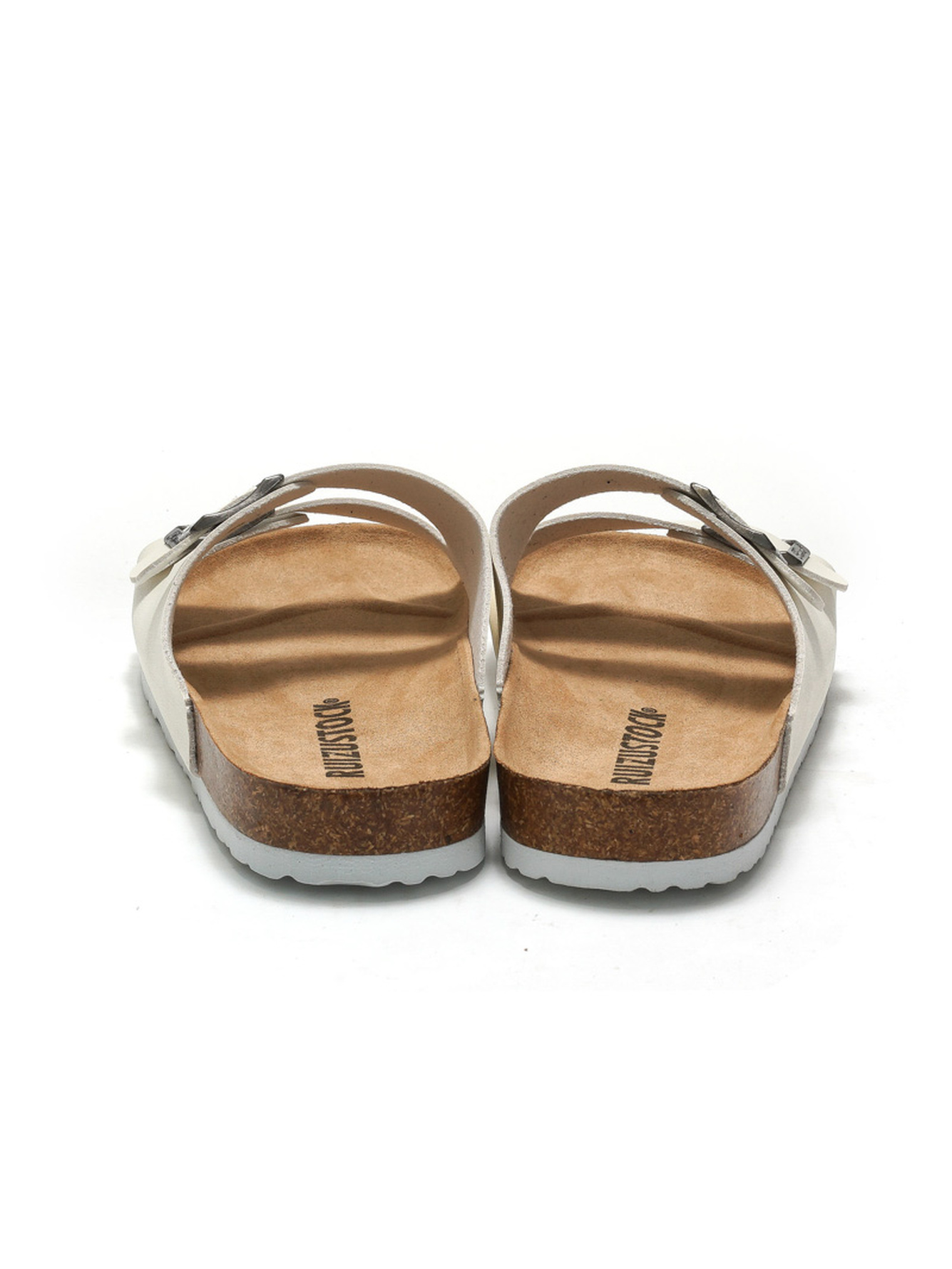 White Comfort Buckle Sandals - Casual Slide