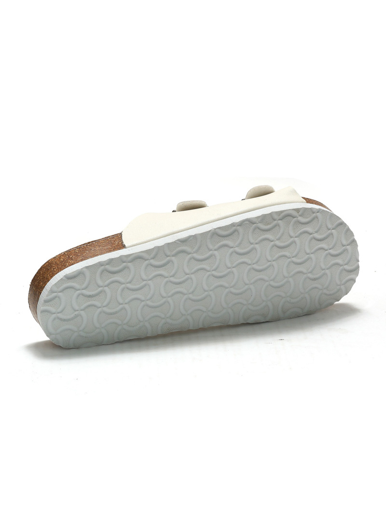 White Comfort Buckle Sandals - Casual Slide