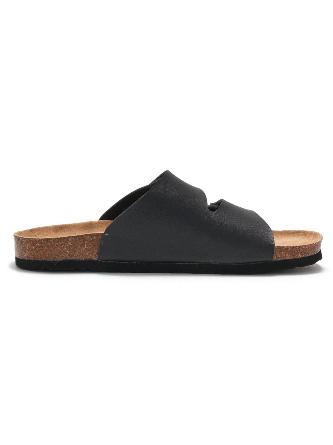Black Adjustable Strap Comfort Slide Sandals