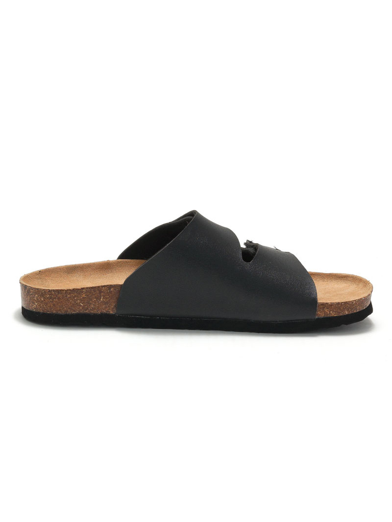 Black Adjustable Strap Comfort Slide Sandals
