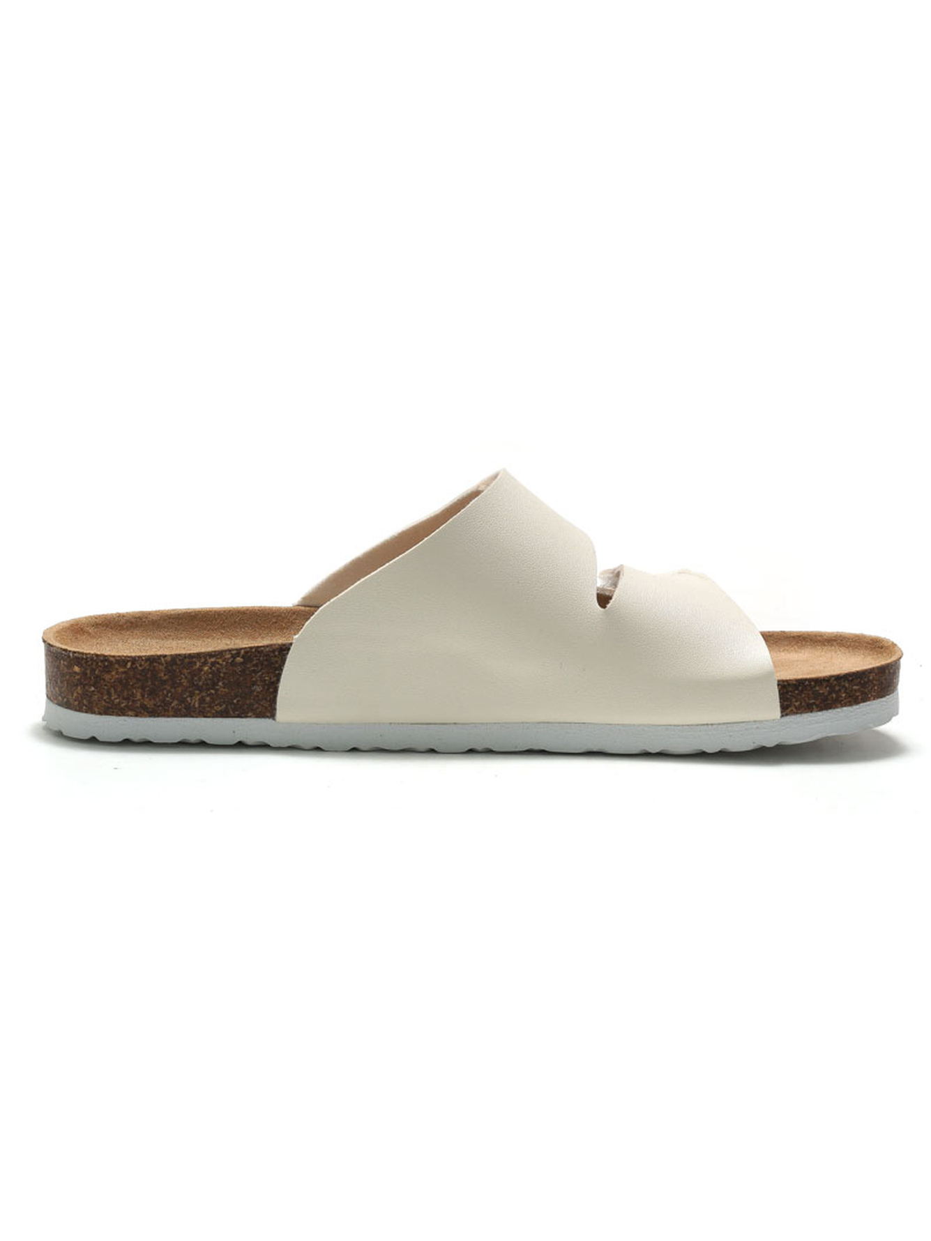 White Adjustable Strap Cork Sole Sandals