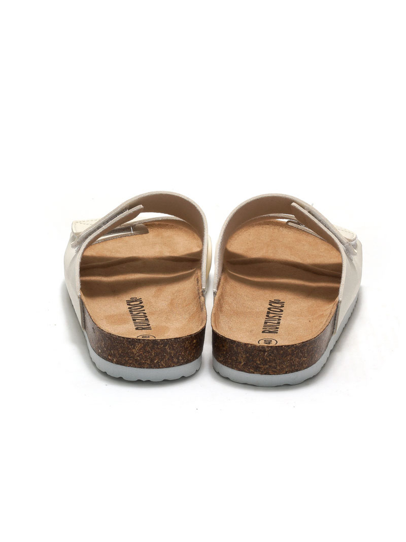 White Adjustable Strap Cork Sole Sandals