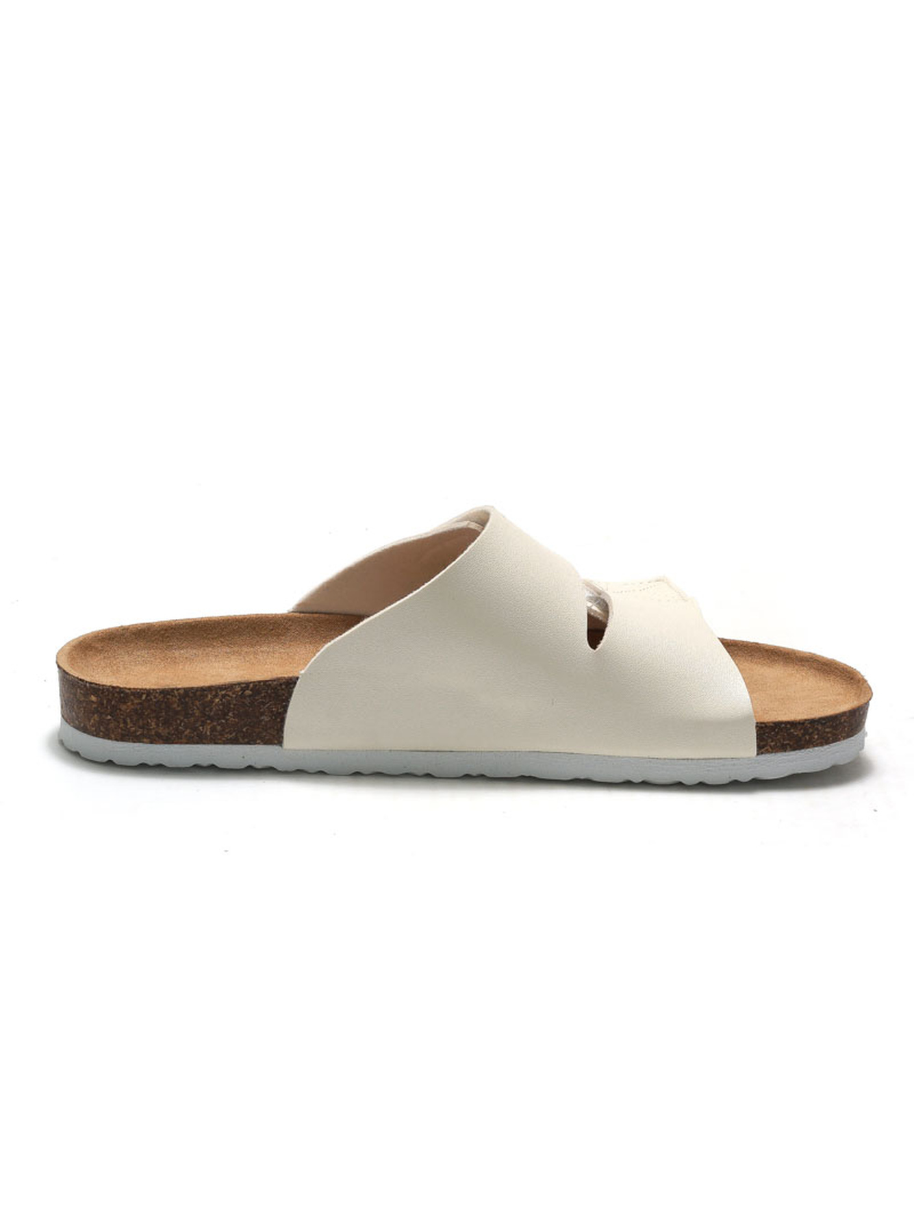 White Adjustable Strap Cork Sole Sandals