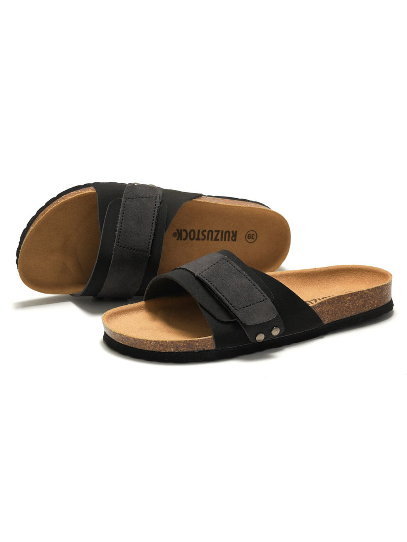 Black Comfort Cork Slides - Casual and Stylish Slip-Ons
