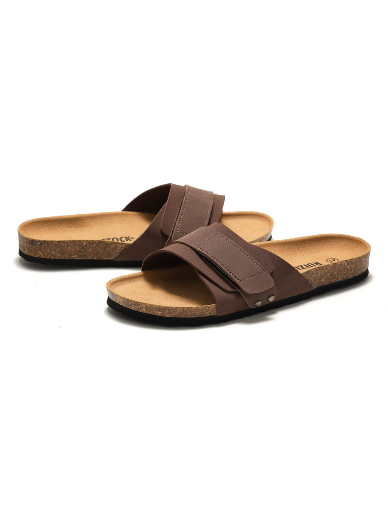 Brown Comfort Slides - Adjustable Strap Sandals