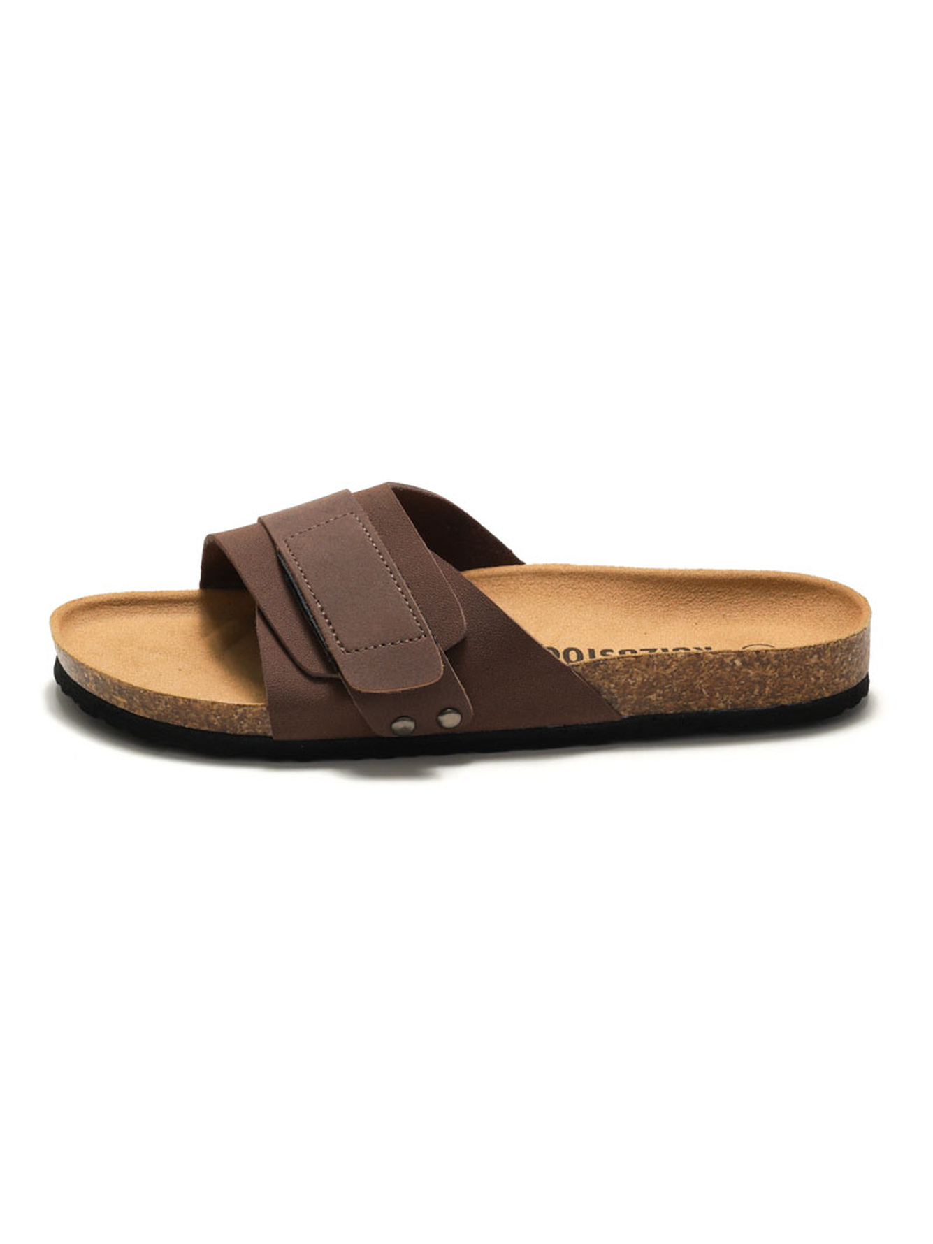 Brown Comfort Slides - Adjustable Strap Sandals
