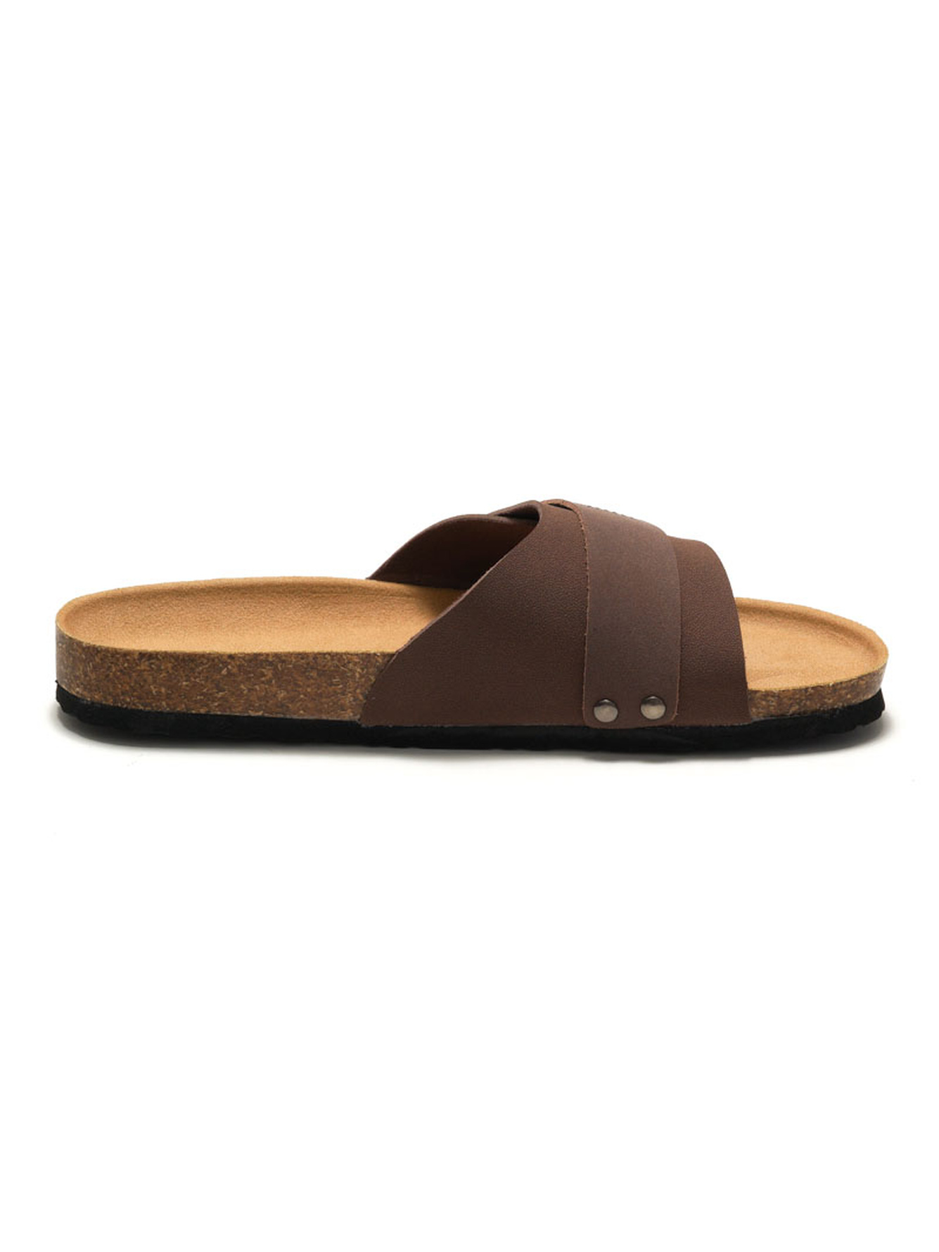 Brown Comfort Slides - Adjustable Strap Sandals