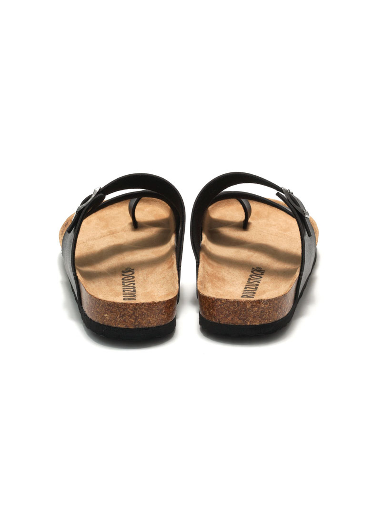 Black Comfort Cork Toe-Loop Sandals