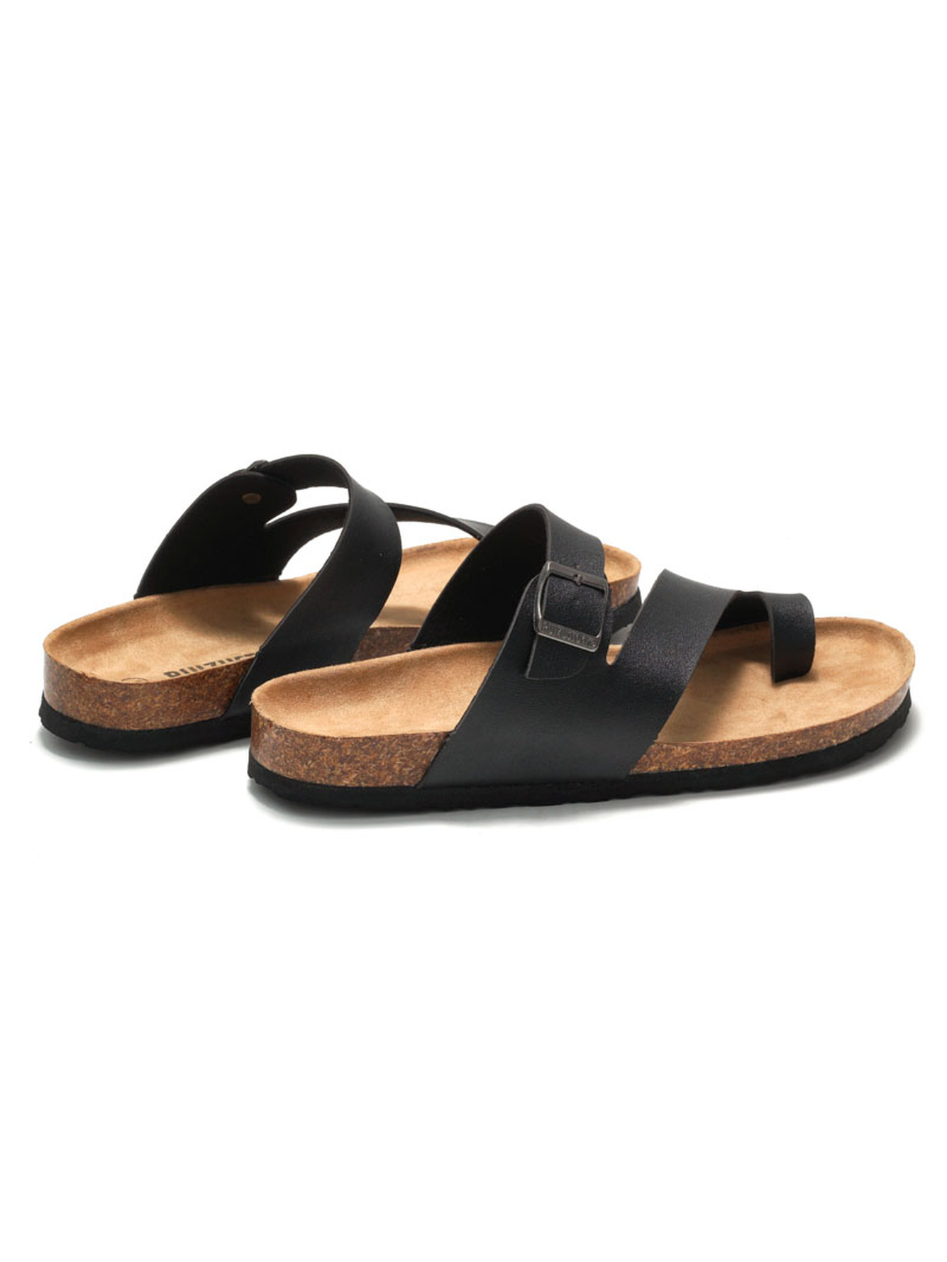 Black Comfort Cork Toe-Loop Sandals