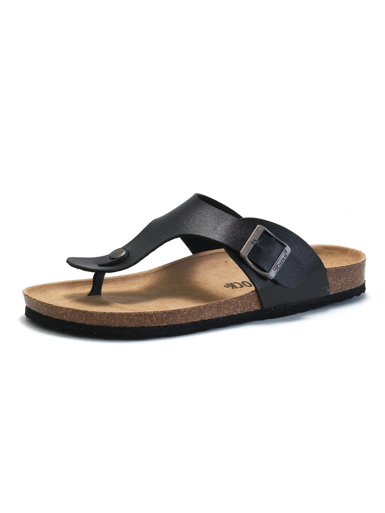 Black Cork Sole Thong Sandals