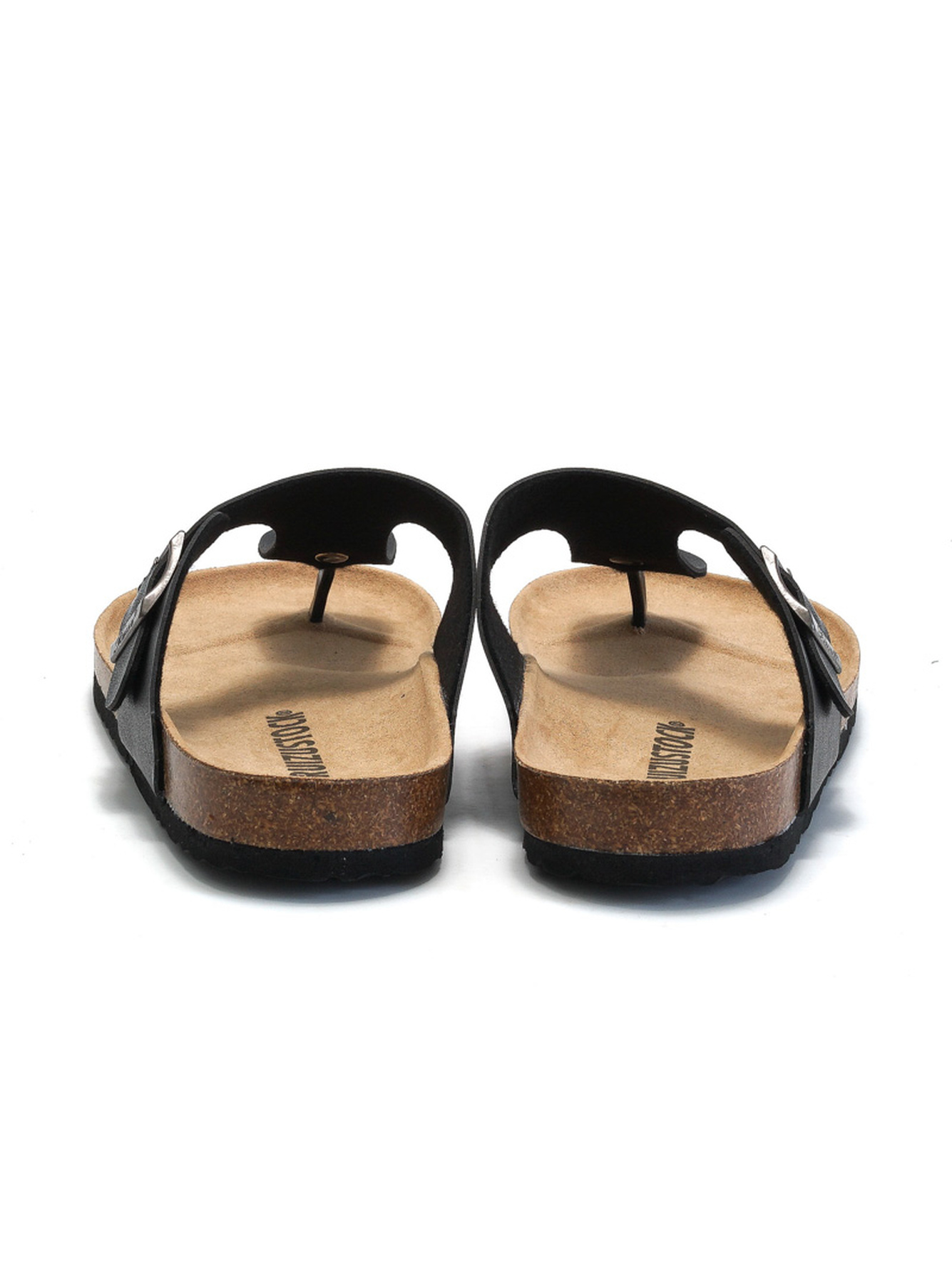 Black Cork Sole Thong Sandals