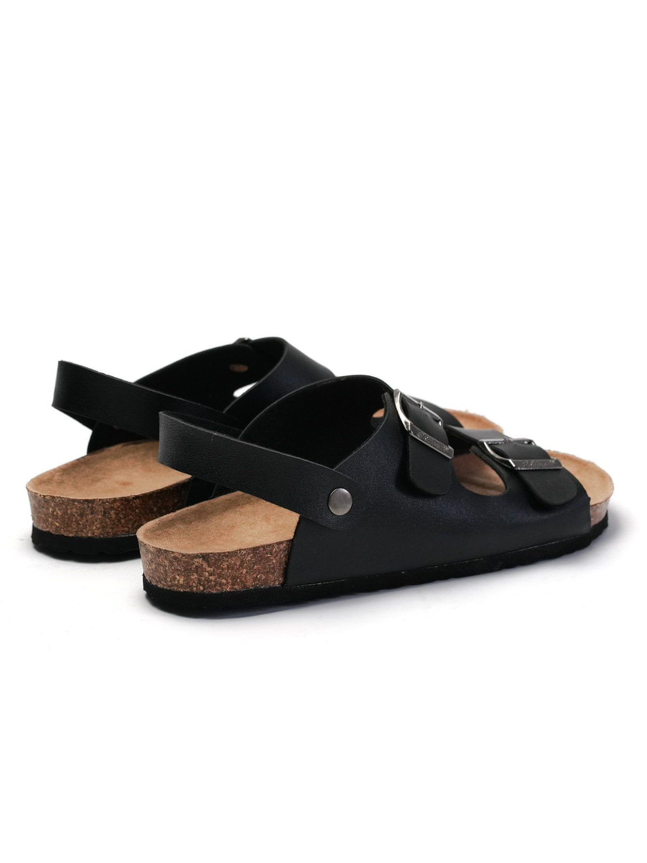 Black Casual Slides with Buckles