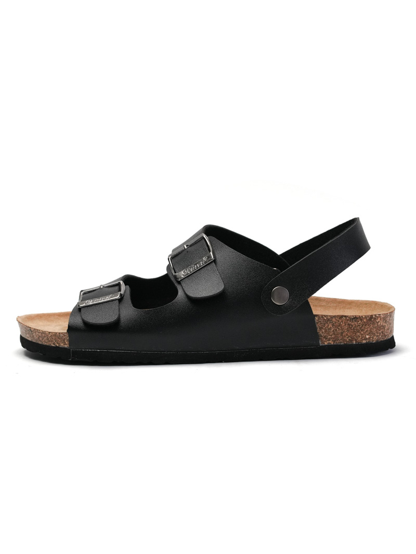 Black Casual Slides with Buckles