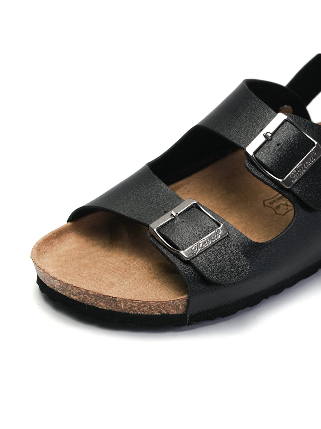 Black Casual Slides with Buckles