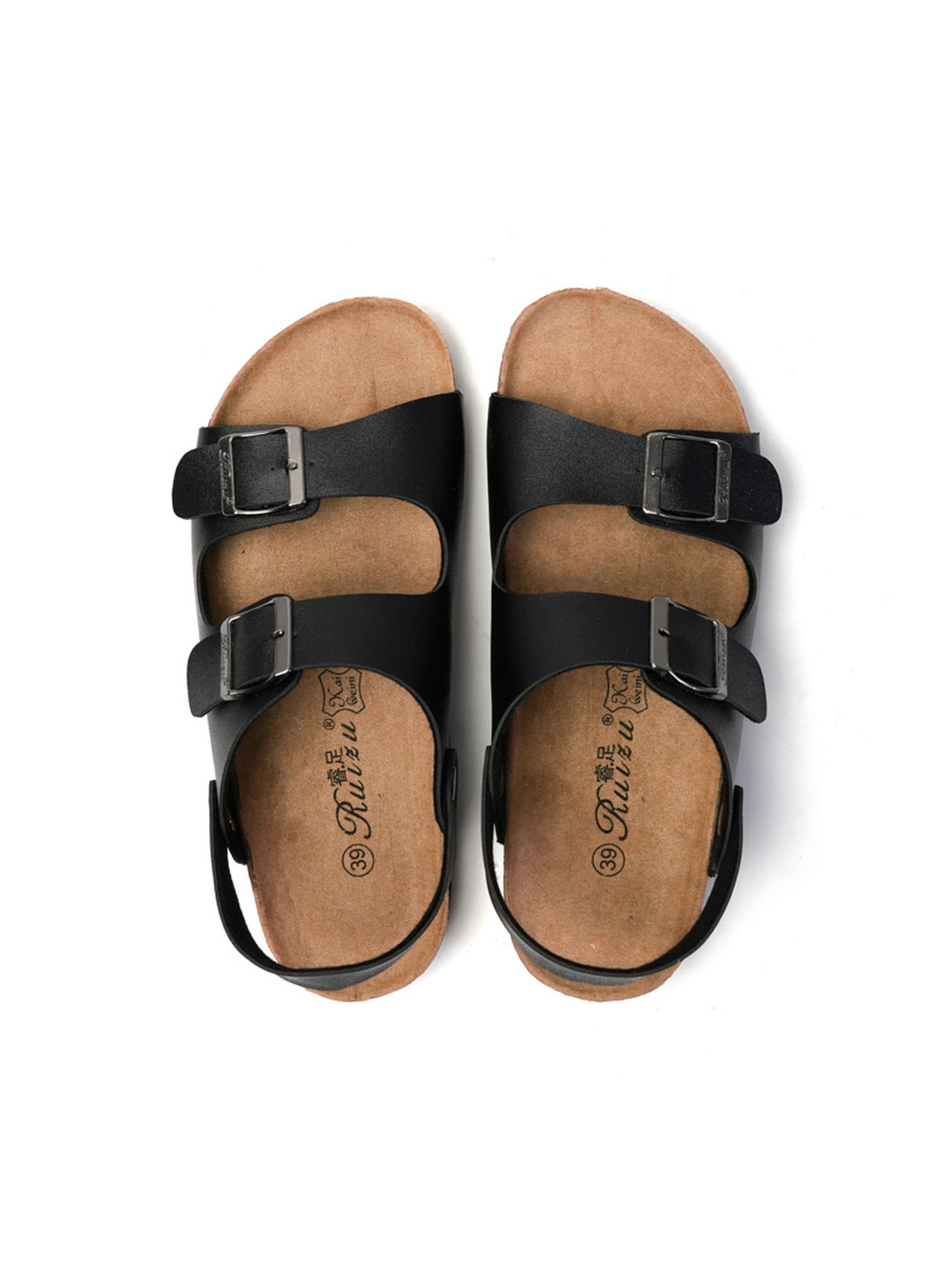 Black Casual Slides with Buckles