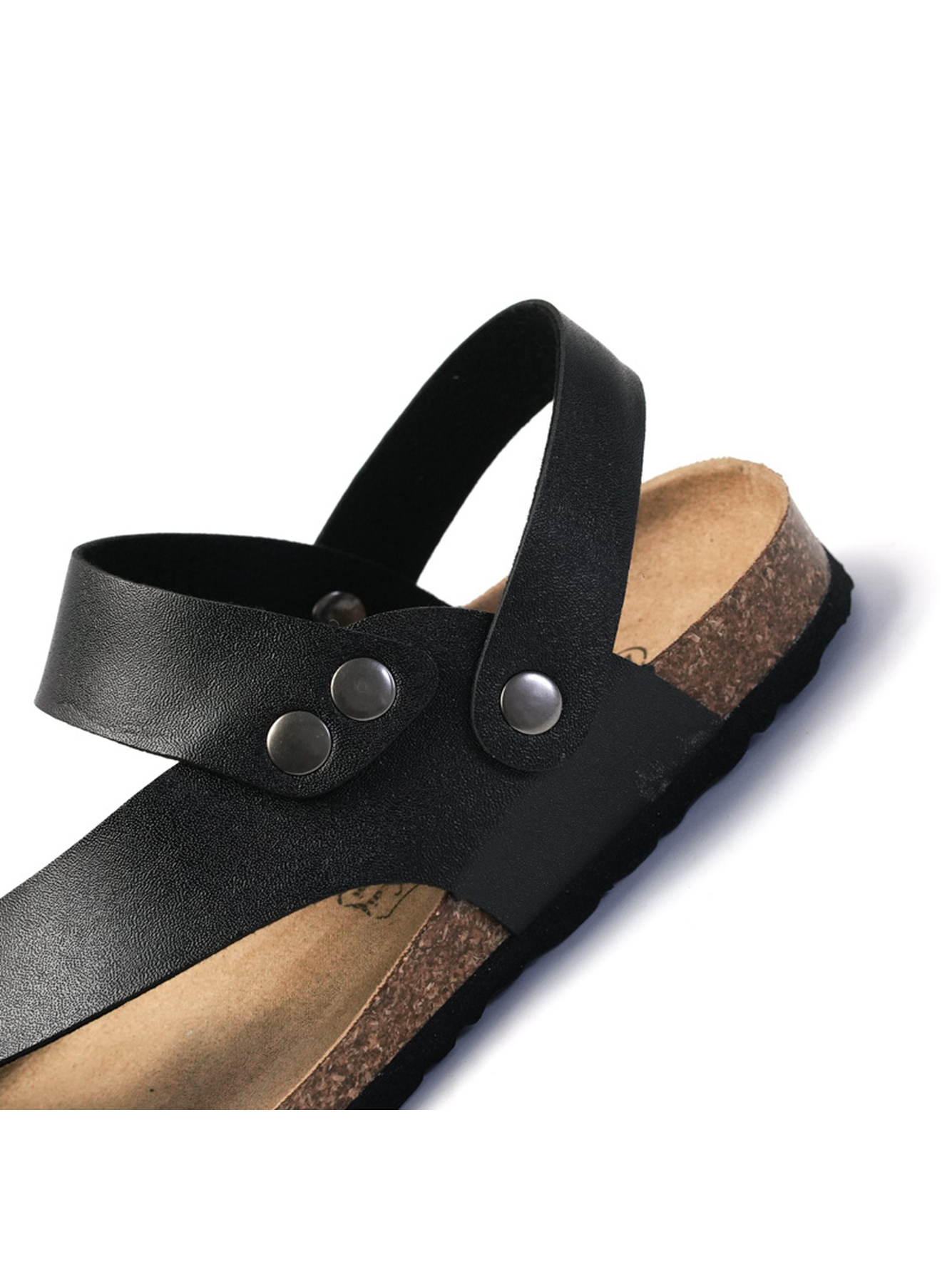 Black Casual Sandals with Cork Sole