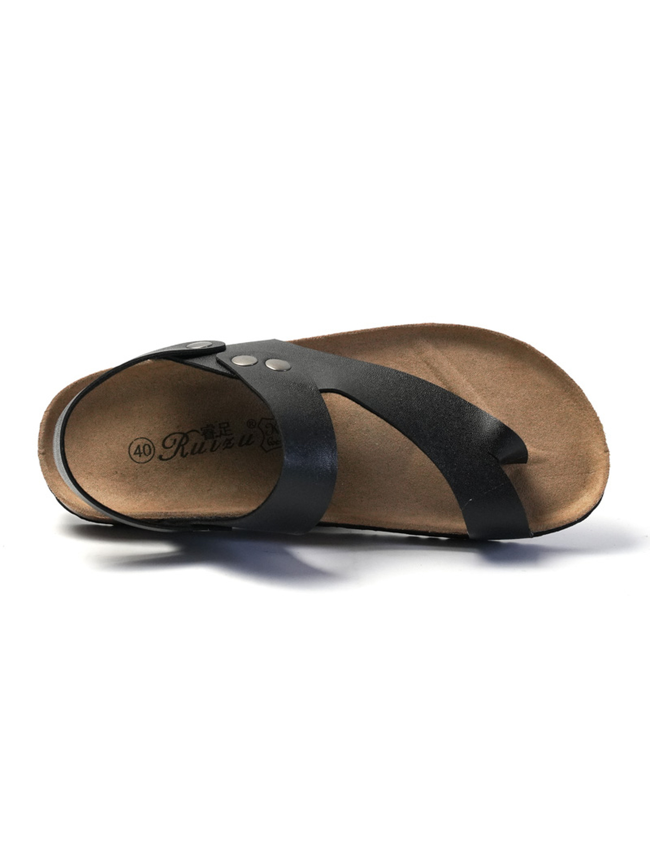 Black Casual Sandals with Cork Sole