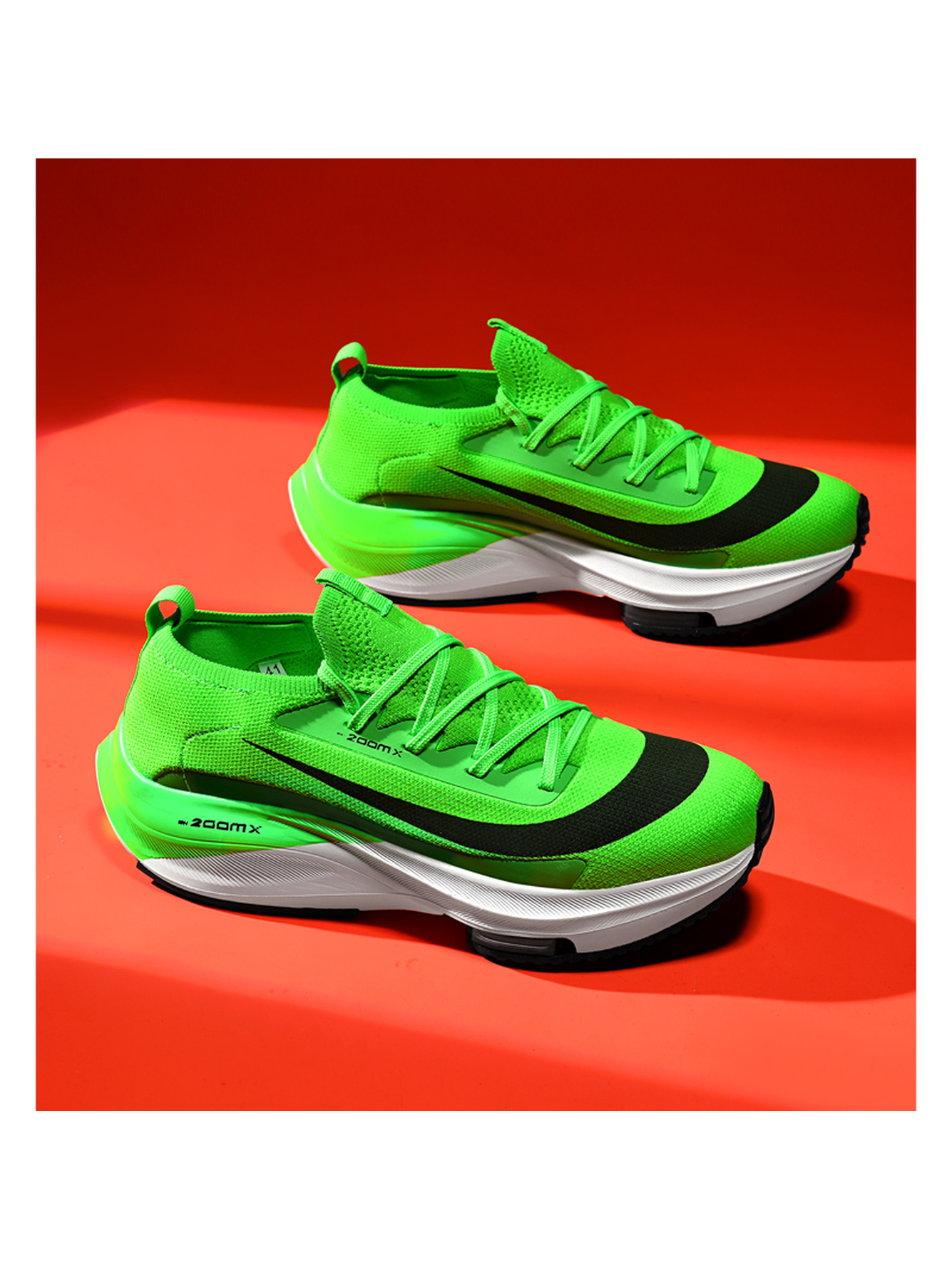 Green Lace-Up Sports Sneakers