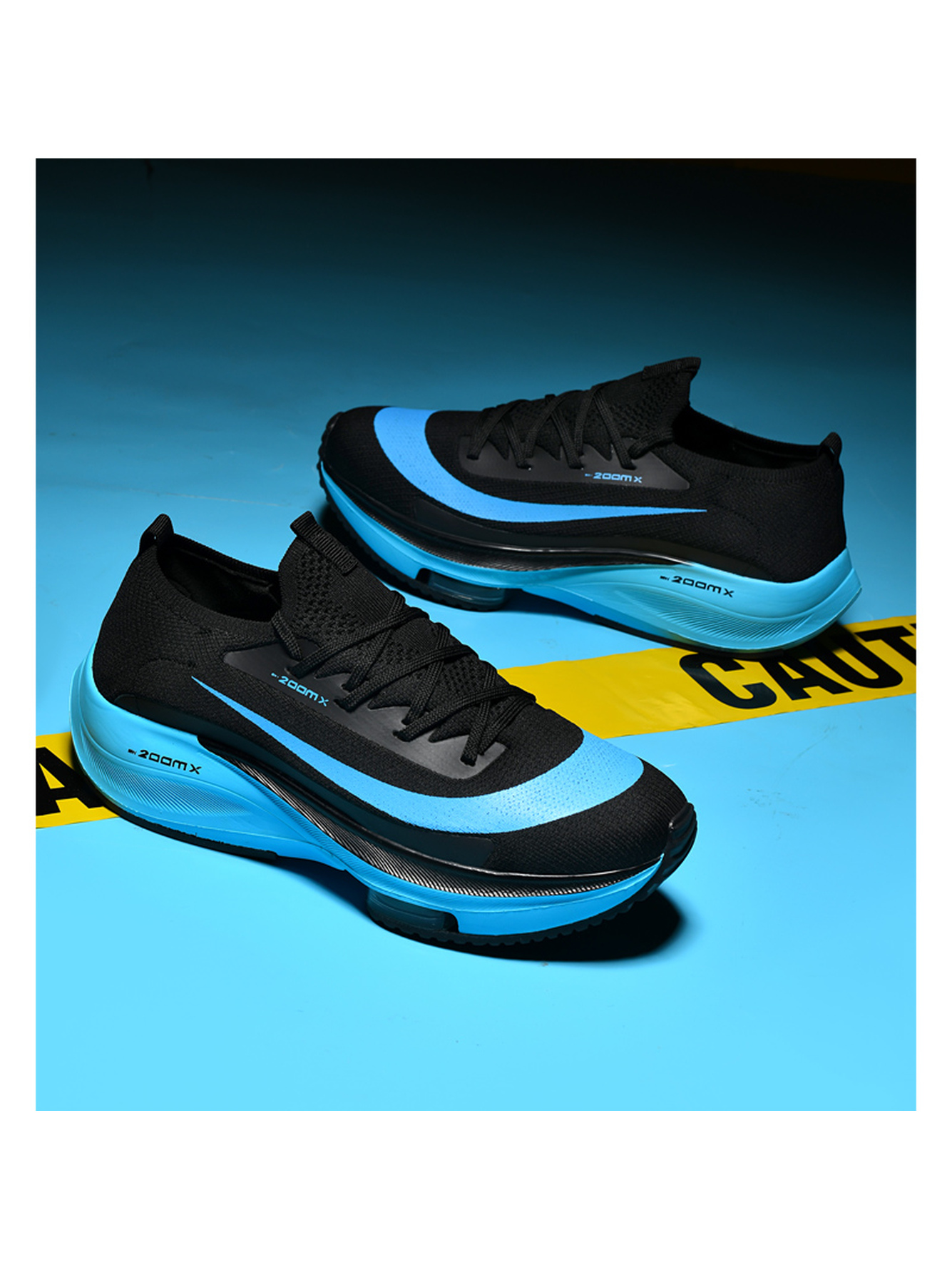 Black Lace-Up Athletic Running Shoes