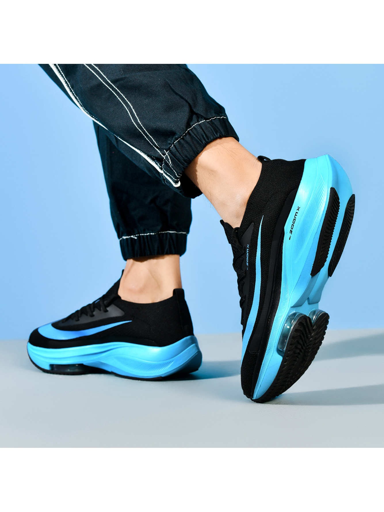 Black Lace-Up Athletic Running Shoes