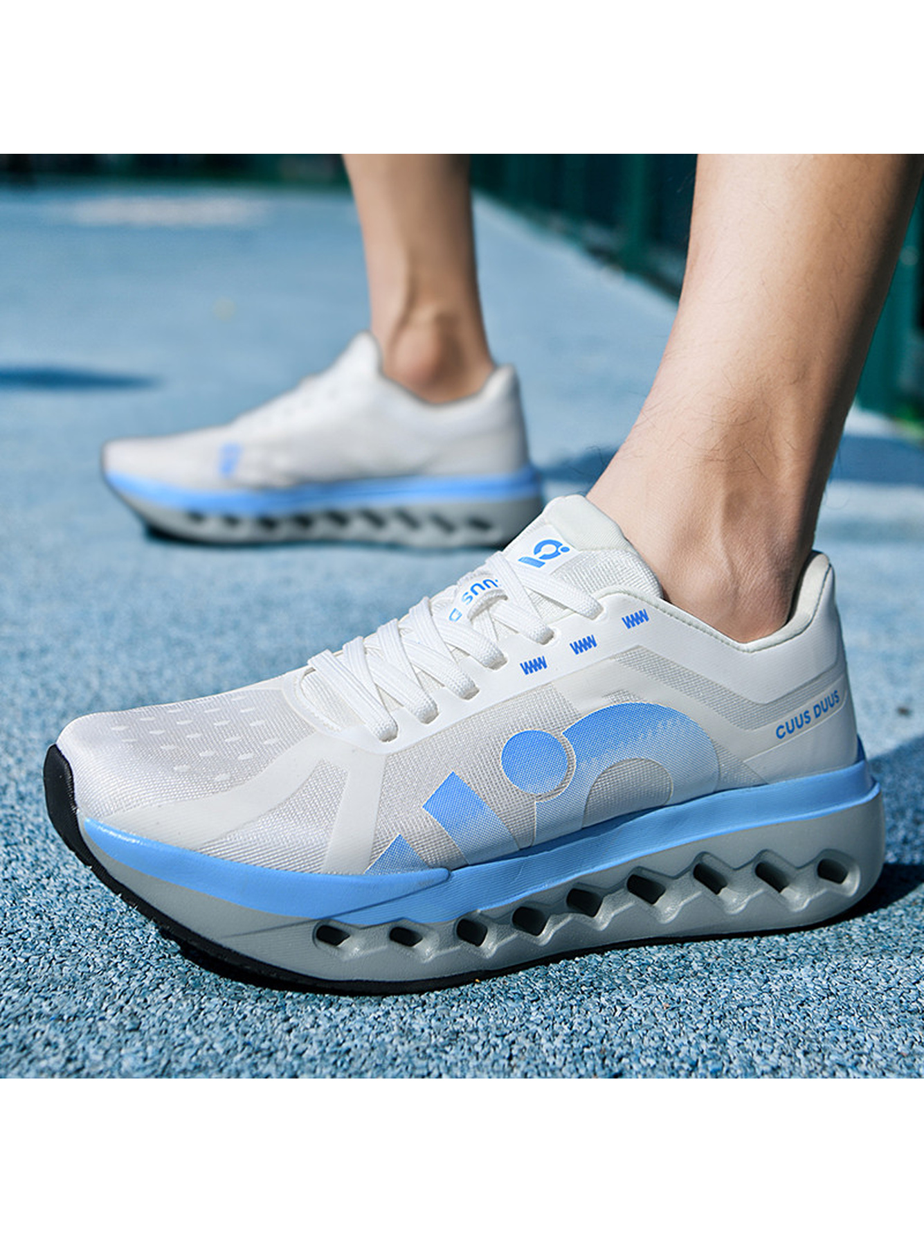 White Sports Sneakers - Lightweight and Breathable Running Shoes