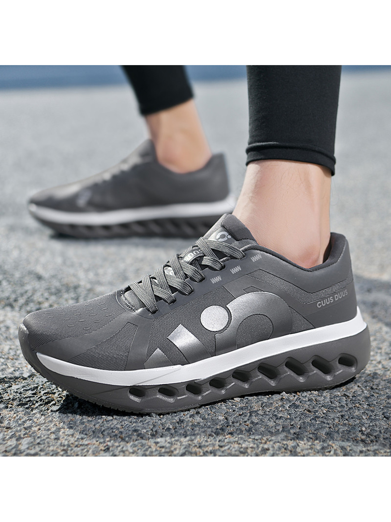 Grey Lace-Up Athletic Sneakers