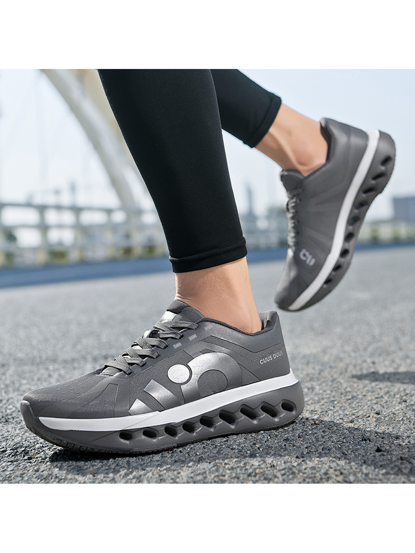 Grey Lace-Up Athletic Sneakers