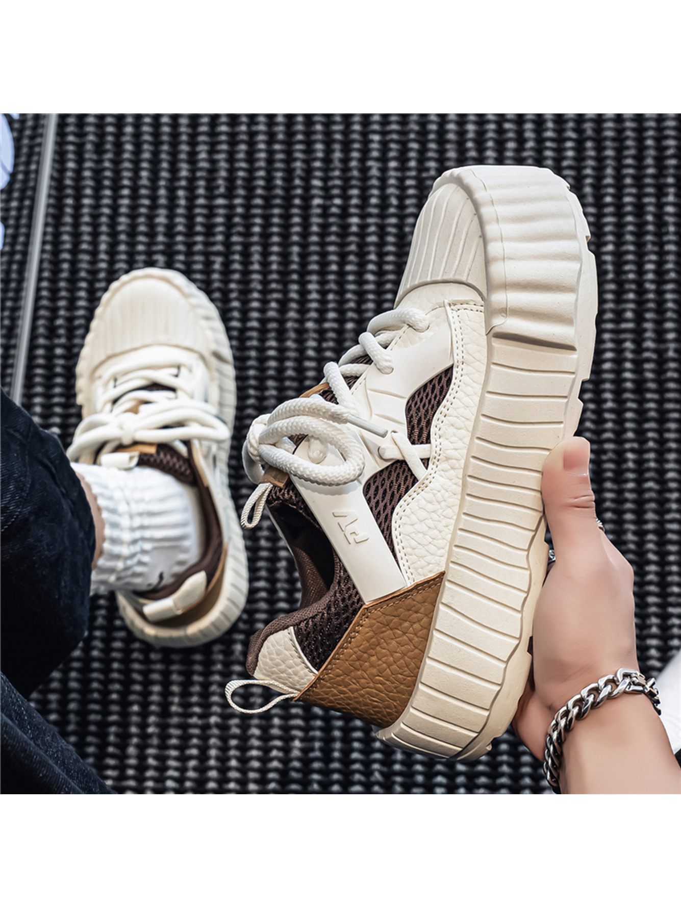 Multi-Color Chunky Sole Sports Sneakers