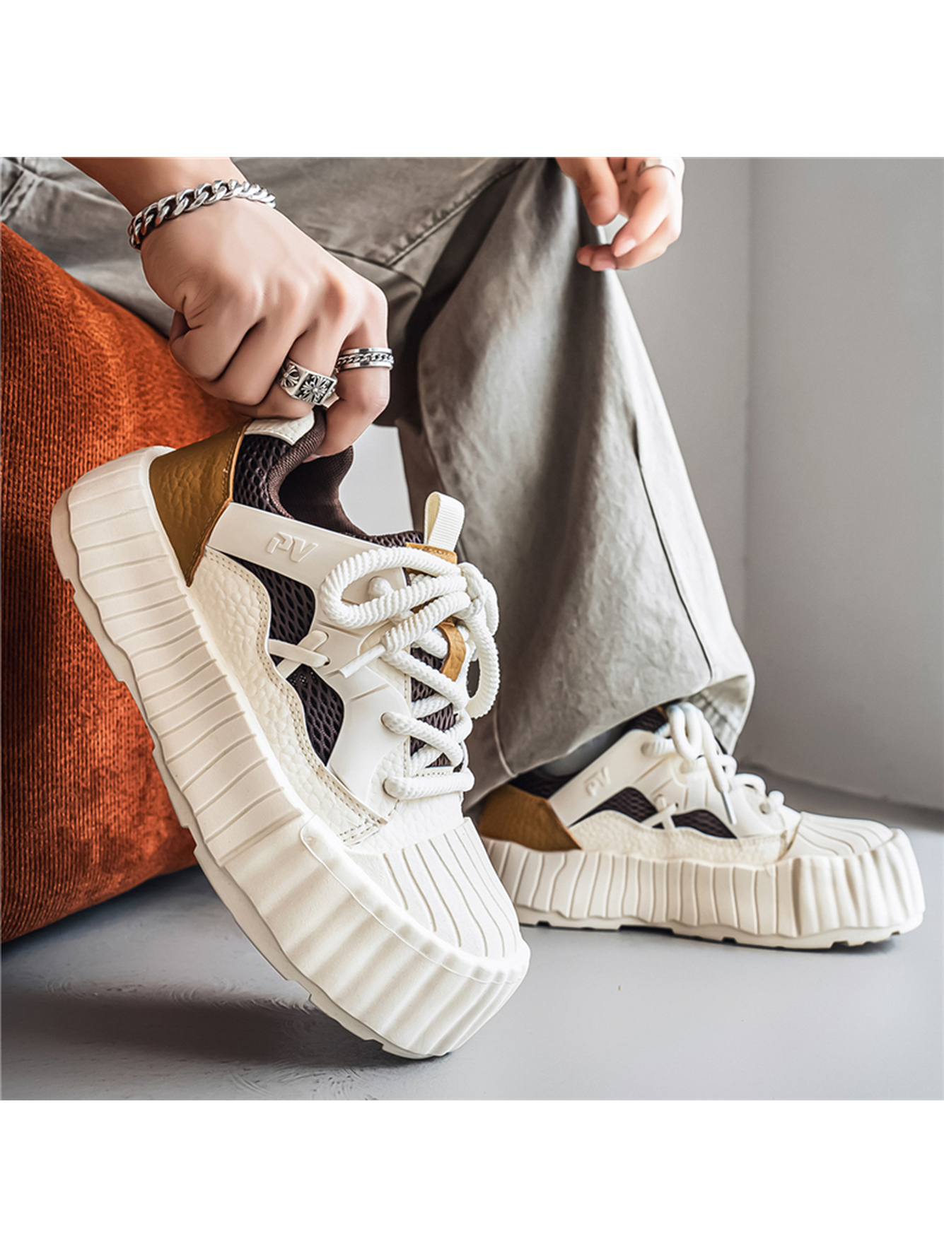 Multi-Color Chunky Sole Sports Sneakers
