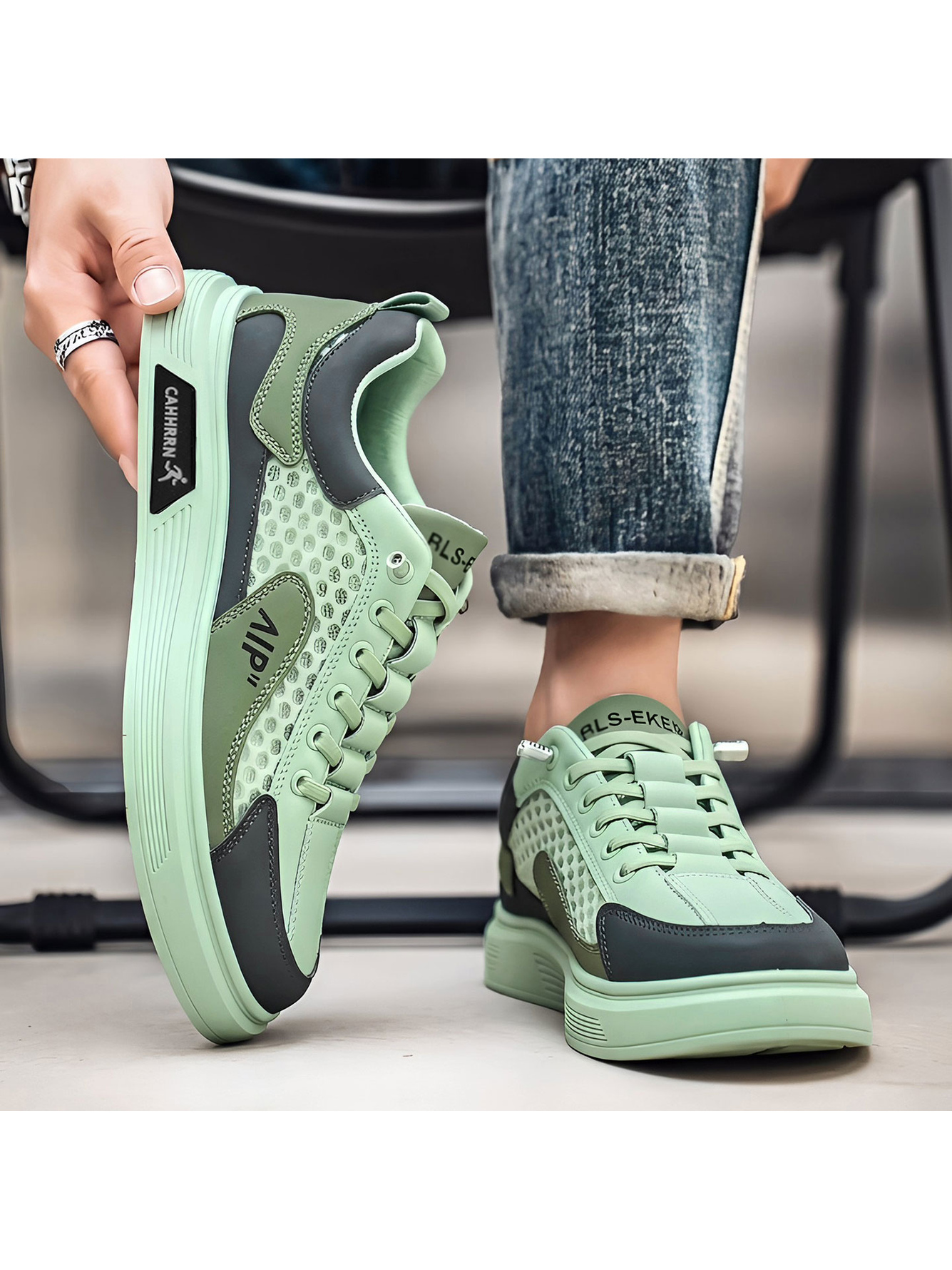 Mint Green Breathable Mesh Sneakers