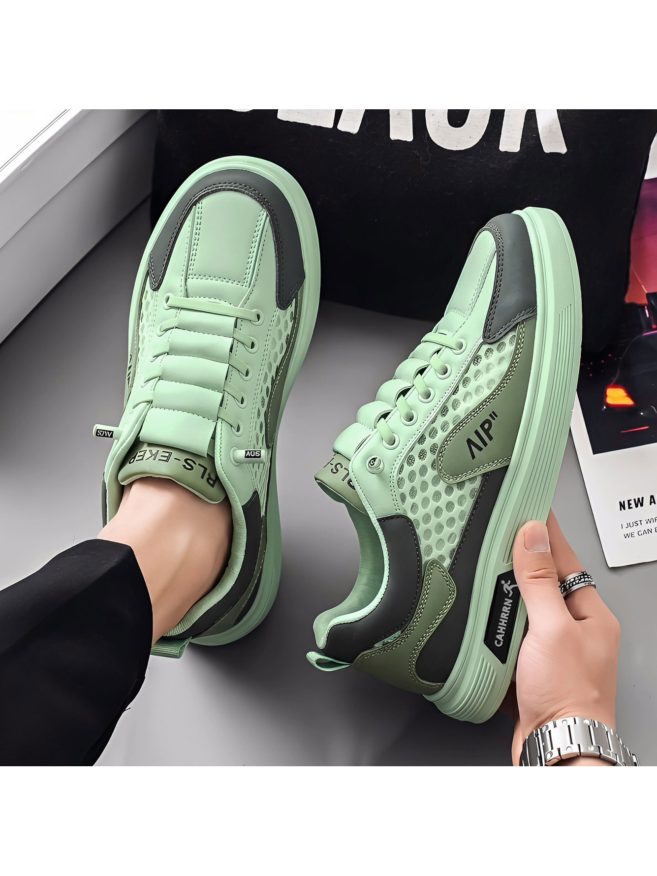 Mint Green Breathable Mesh Sneakers