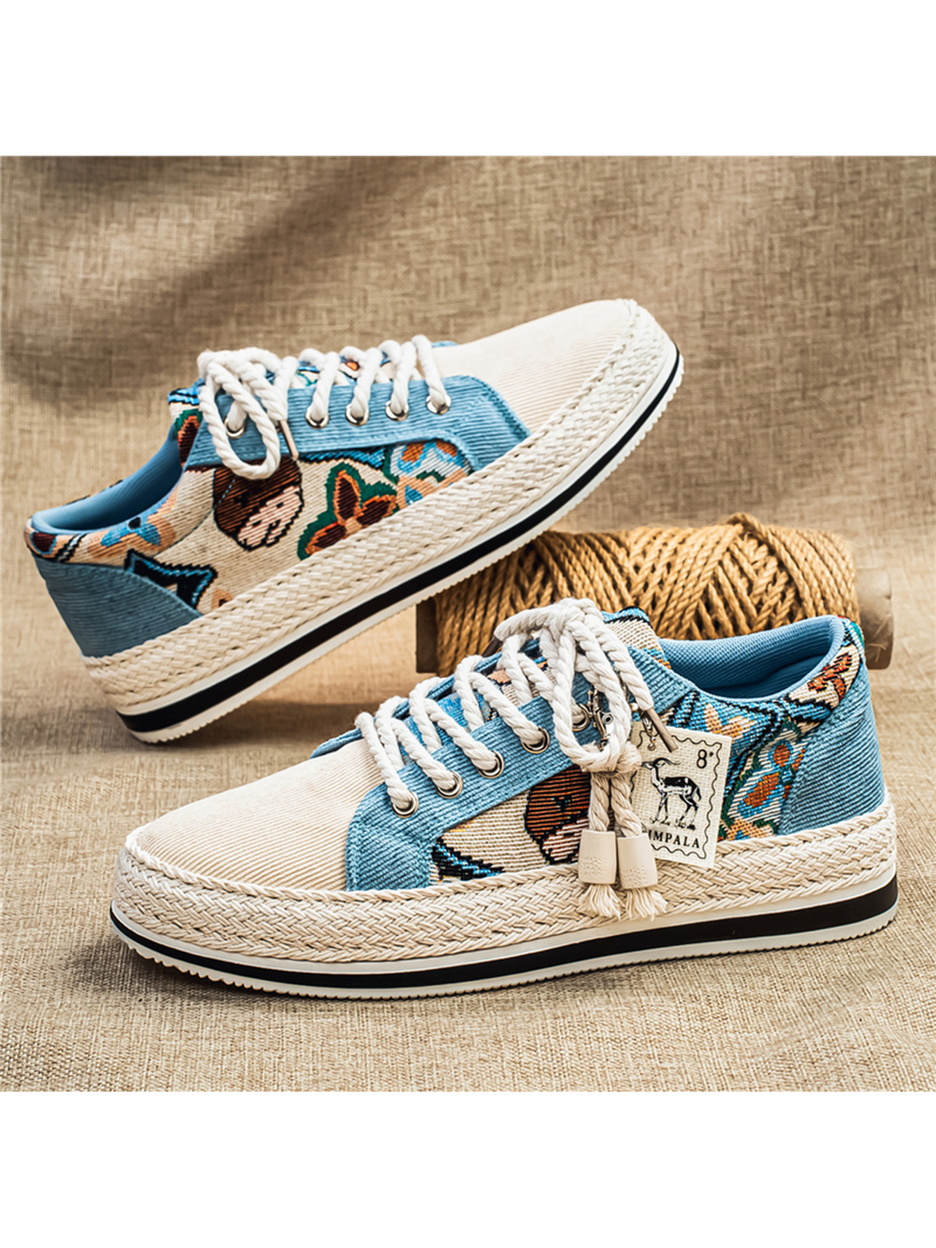 Multi-Color Embroidered Espadrille Casual Shoes