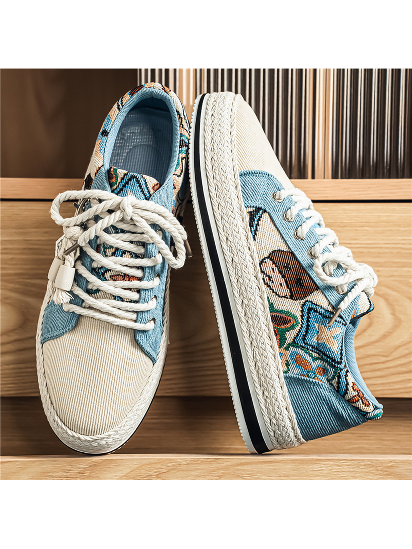 Multi-Color Embroidered Espadrille Casual Shoes