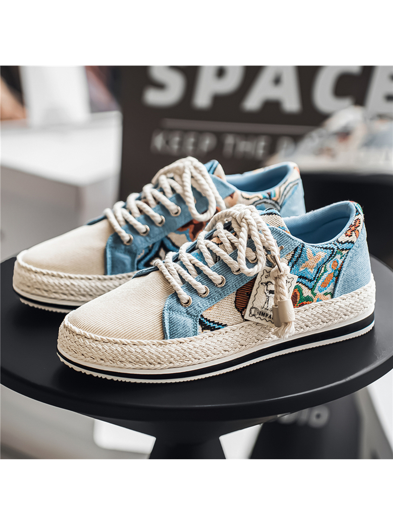 Multi-Color Embroidered Espadrille Casual Shoes